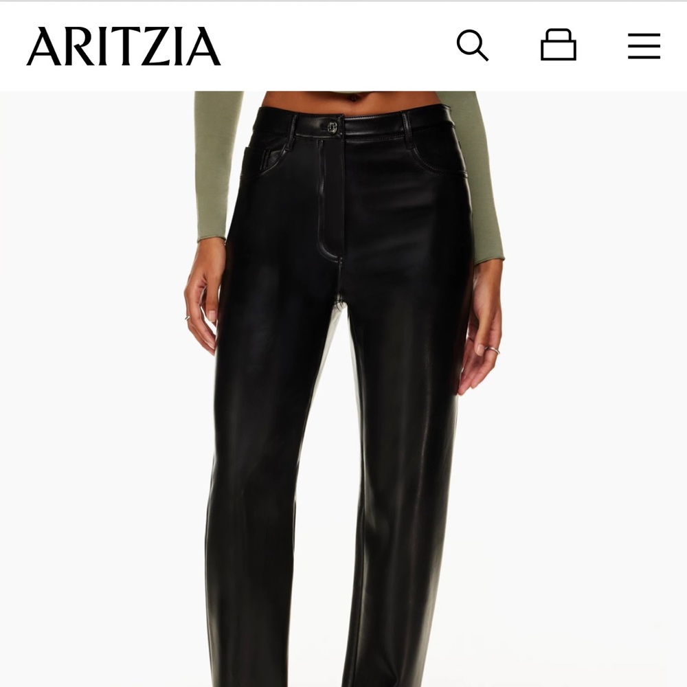 NWT. Size 6. Black regular length Melina vegan leather pant